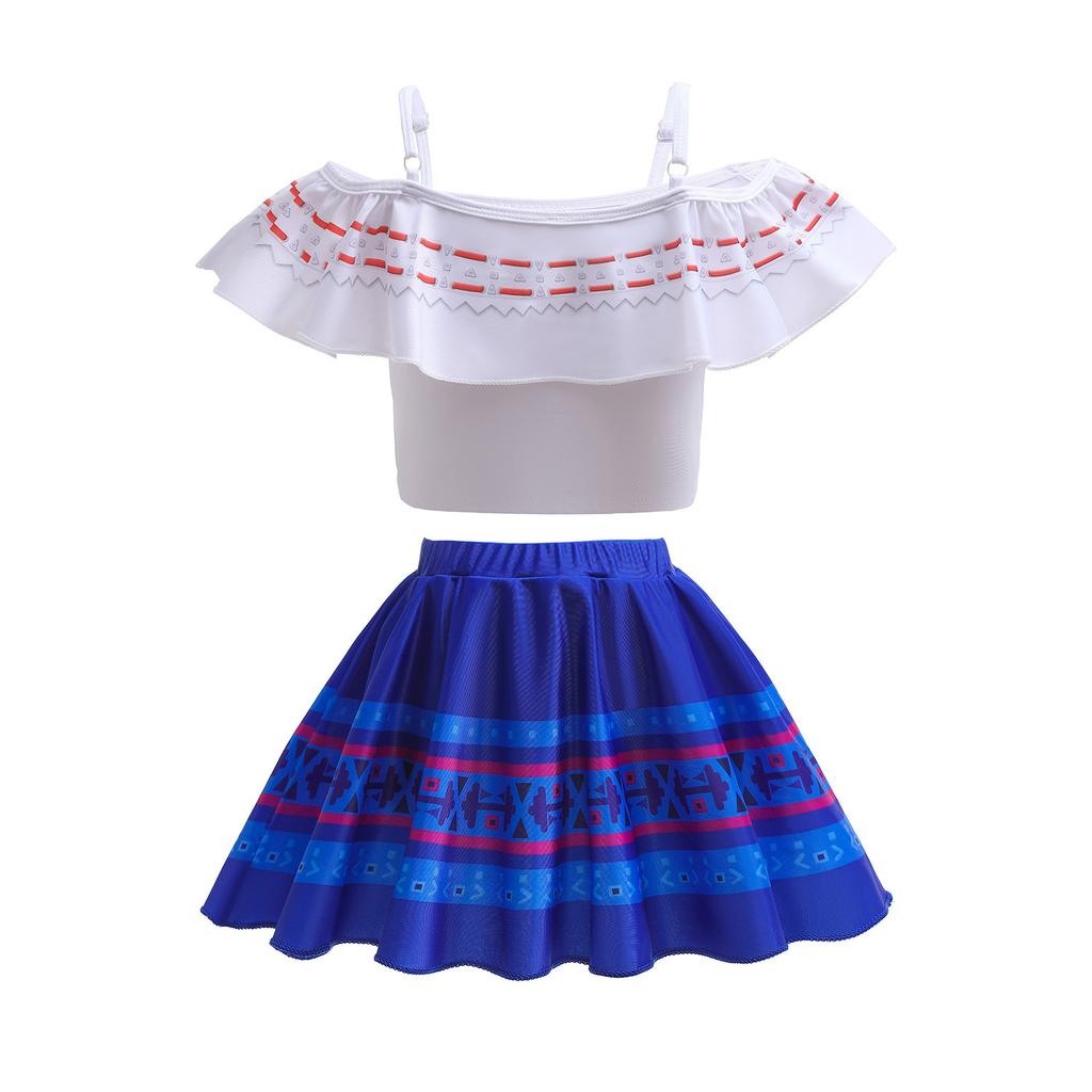 Cross-border Summer Children's Swimsuit Cos Magic Full House Encanto Girls One Shoulder Swimsuit Two-piece Set