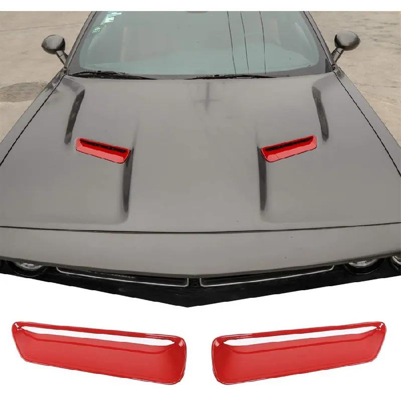 

2 Pcs Red ABS Car Hood Outlet Vents Cover Trim For 2015-2022 Dodge Challenger