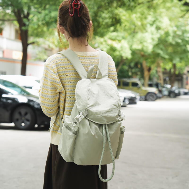 Solid Color Backpack Student Drawstring Schoolbag Large Capacity Backpack