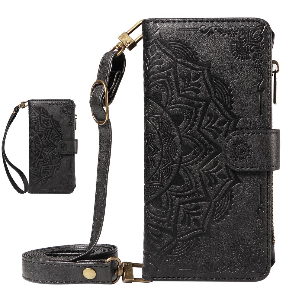 Mandala Embossed Leather Wallet Flip Case For Honor Play 9T 8T 50 Plus 5G Honor Play 8T чёрный
