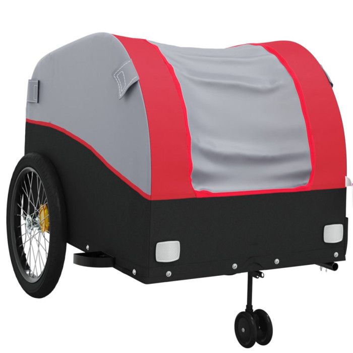 VidaXL Bicycle Trailer, Transport Cart with Hitch Bar, Bicycle Trailer with Flag for Luggage, Black 94153