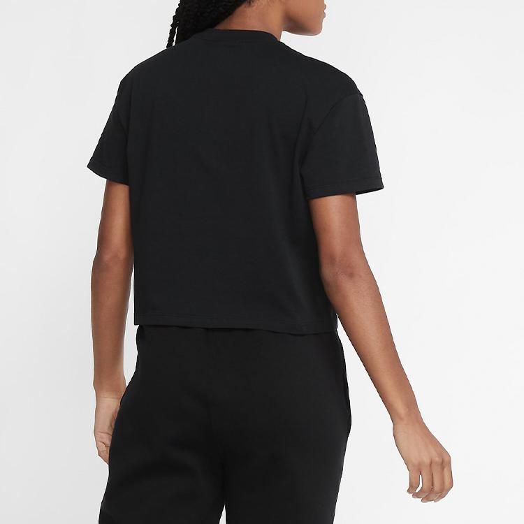 Nike Casual Solid Logo Short Sleeve Crew Neck T-Shirt Women Tops Black DA0324-010