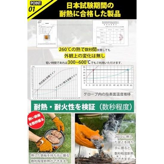 Fieekty Heat-resistant Gloves Camp Bonfire Barbecue Outdoor Glovesheat Resistance Tested Up 350odorless Cowhide Wood Stove Fire Pit Welding Gardening