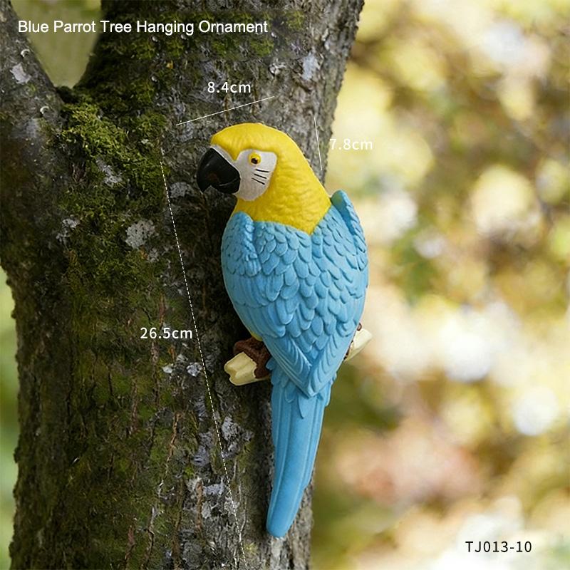 

Simulated Blue Parrot Tree Hanging Statue Ornament Creative Bird Sculpture Outdoor Courtyard Garden Climbing Tropical Birds Gift