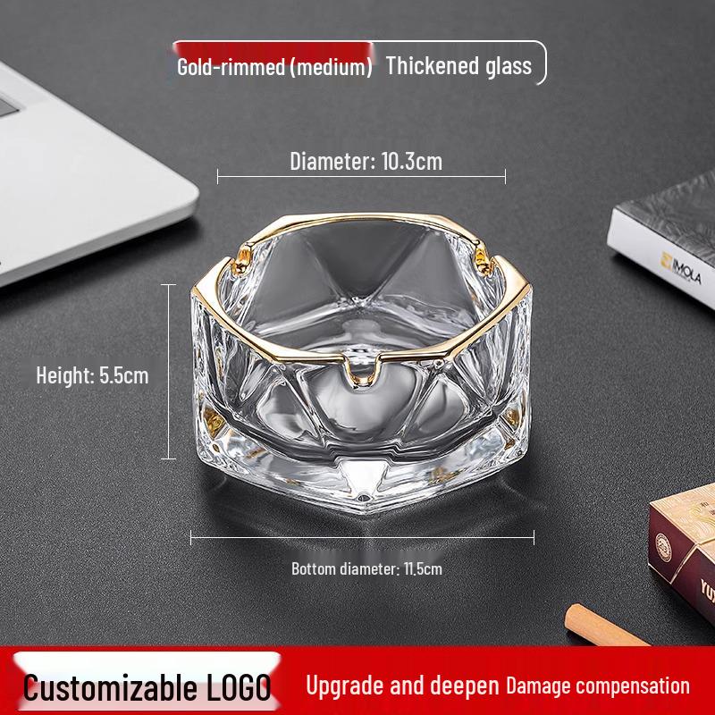 Crystal Glass Ashtray: Elegant, Fly-Repellent Design for Home or Office