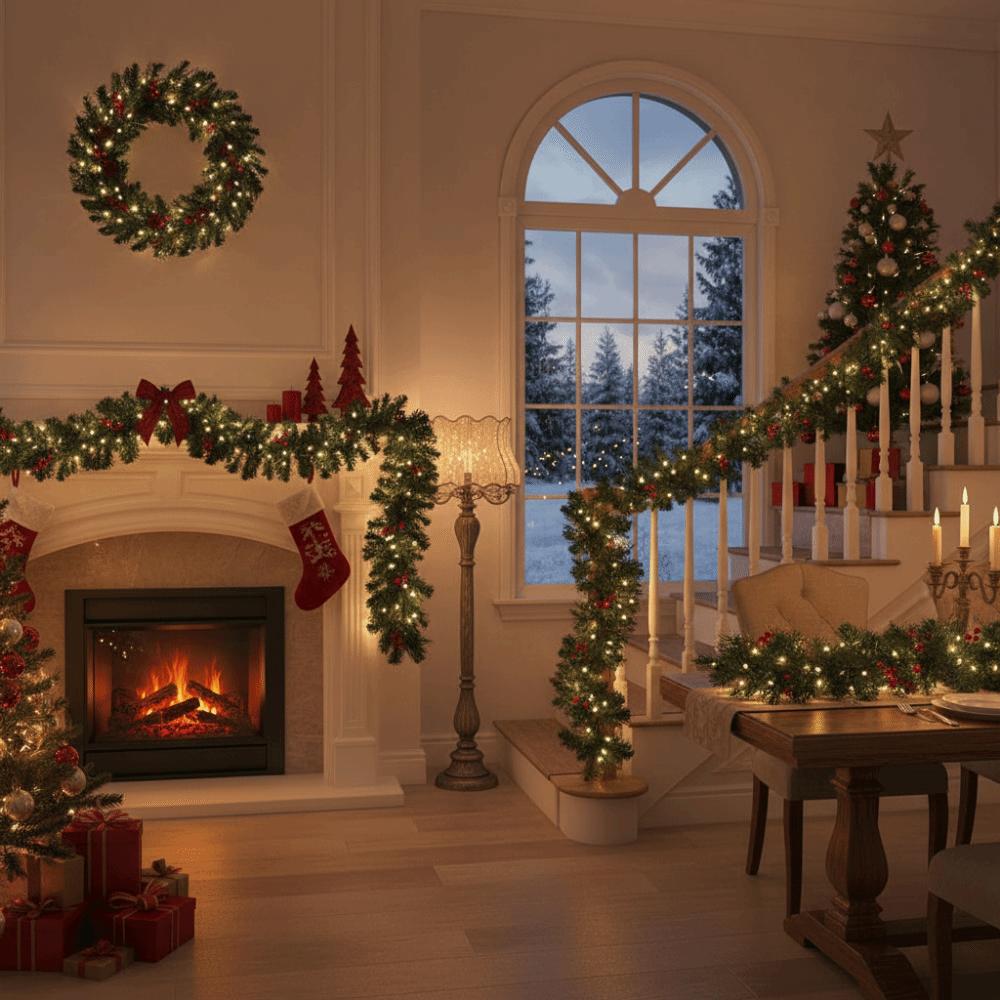Creative Artificial Pine Tree Decor 30/50 LED Lights 1.8/2.7m Artificial Vines Led String Lights Pinecones Durable
