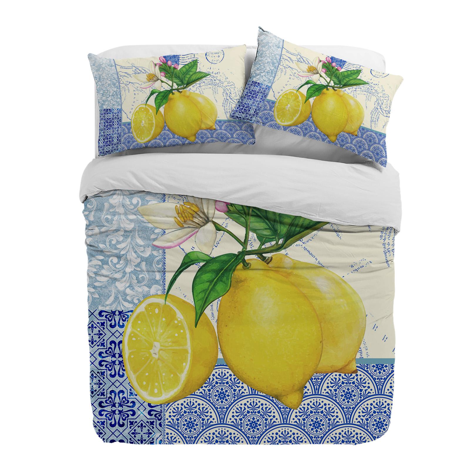

Синий и белый фарфоровый фруктовый лимонный пододеяльник с наволочкой на заказ 3 предмета комплект постельного белья одеяло пододеяльник двуспальная кровать домашний текстиль EU single(135x200cm)