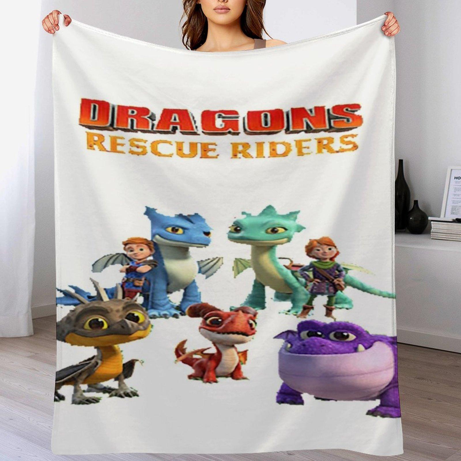 Creative Homewares Unisex White Dragons Rescue Riders Throw Blanket Cozy Sofa Blanket For Tv Watching Napping