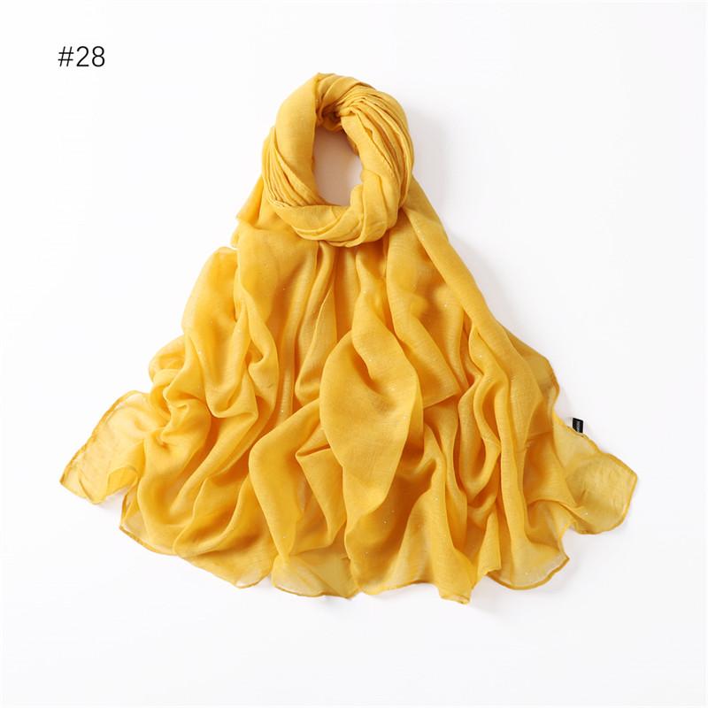 Plain Oversized Shiny Glitter Cotton Viscose Hijab Scarf Lady Solid Shimmer Wraps and Shawls Pashmina Musulman Headband 180*90Cm