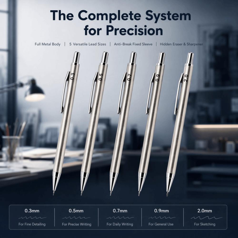 Full Metal Drafting Pencil 2B Automatic Pencil Durable Drawing Pencil  School Office Supplies