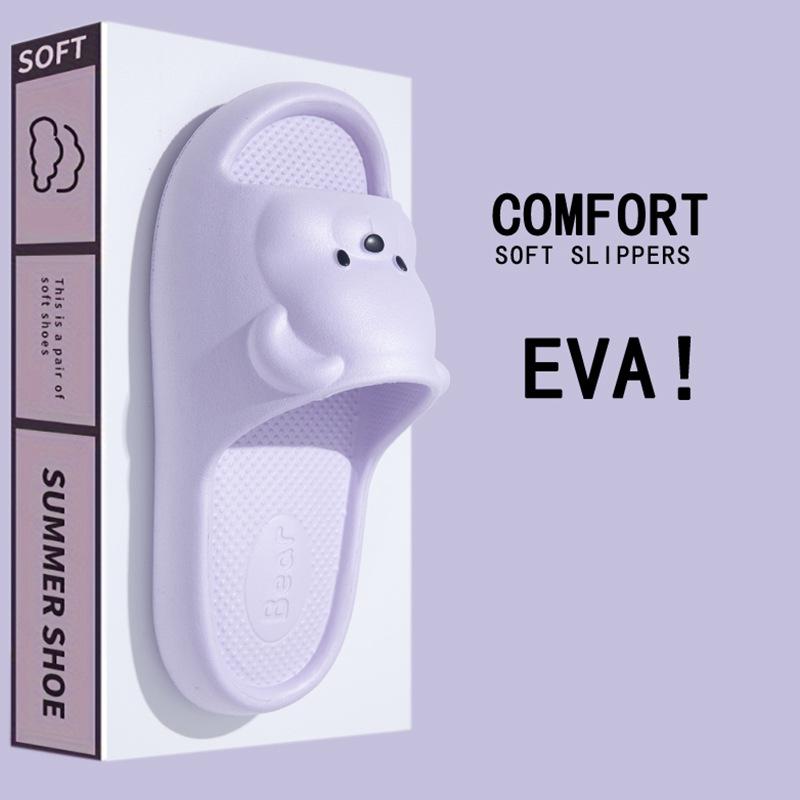 Children's Home Parent-child Cool Slippers Summer Cartoon Bear Girls and Boys Non-slip and Odorless Indoor EVA Shoes TEMU