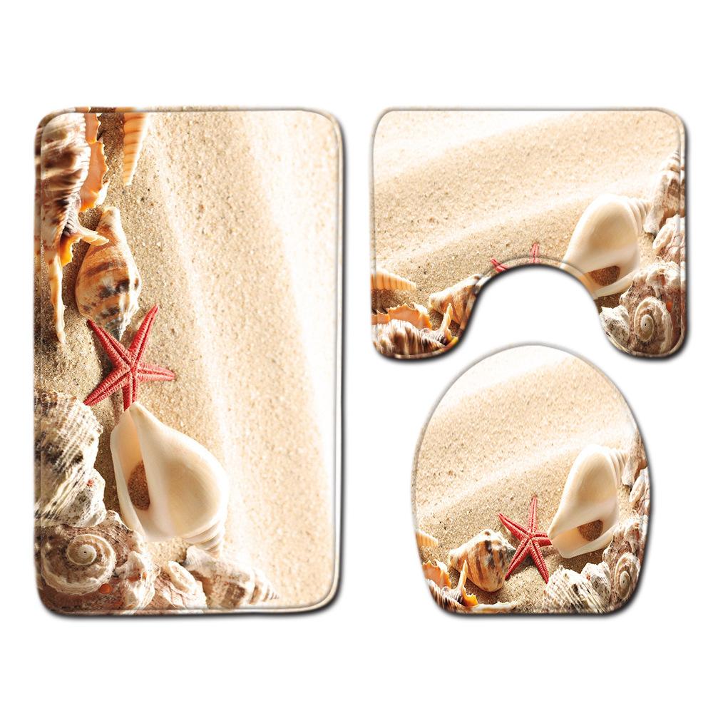 Shell Bathroom Floor Mat Toilet Three-Piece Set