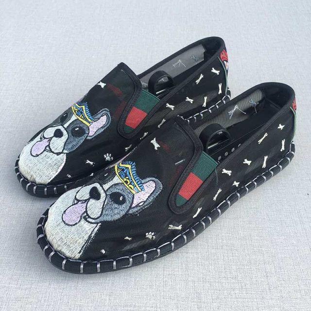 Oude Peking Stoffen Schoenen Holle Netstof Schoenen Airconditioning Schoenen Luie Man Handgeborduurd Mondmasker Gaas Sandalen