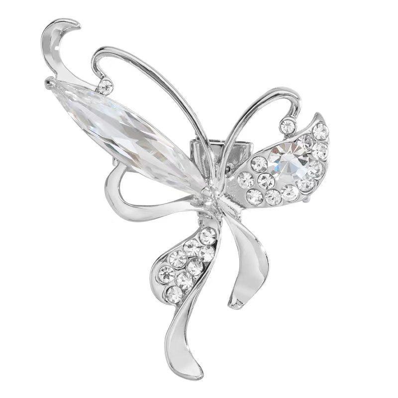 

Butterfly Brooch And Sweater Chain Set With Removable Crystals For Elegant Fall Winter Wear Silver Brooch