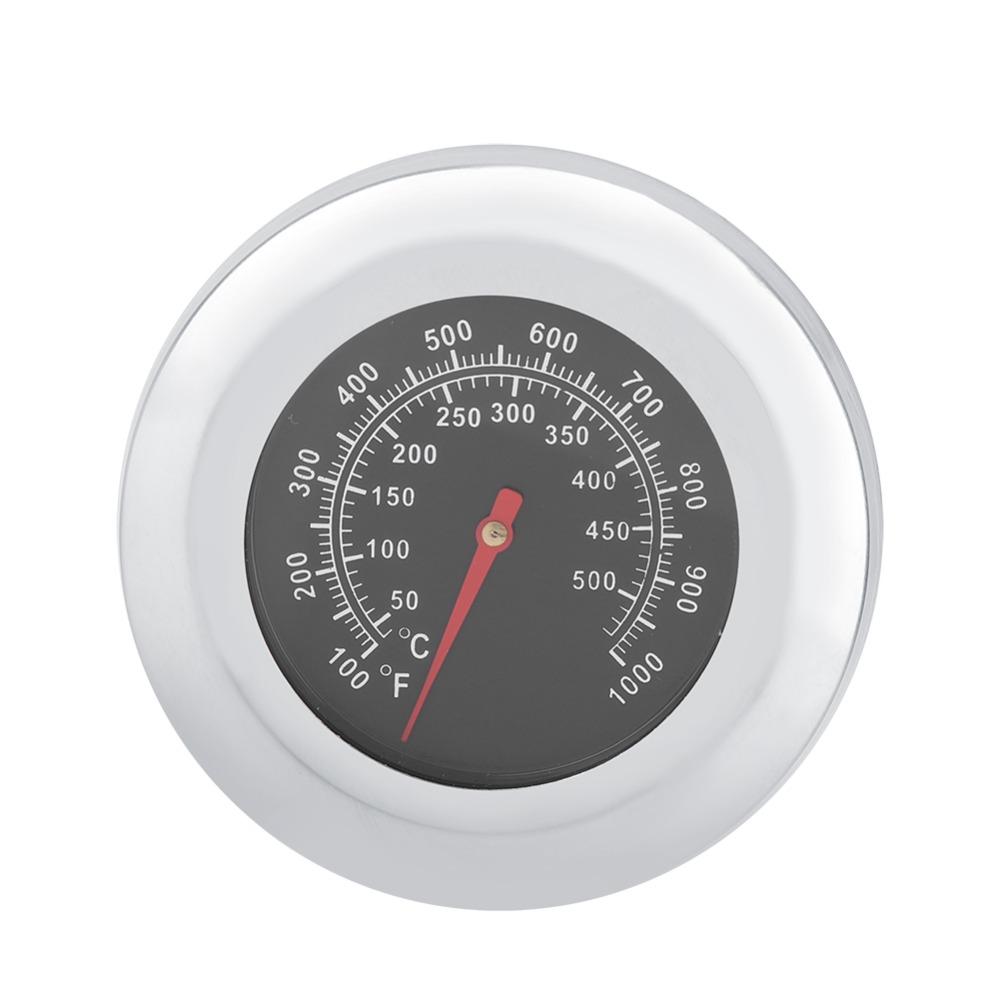 Stainless Steel BBQ Grill Thermometer Black Dual Scale Temperature Gauge Heat Resistant Analog Dial Smoker Analog Thermometer
