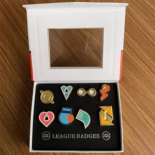 Pokemon League GYM Badge Anime Figures Pocket Monster King of Heaven Gymnasium Metal Badge Pikachu Mew-two Toys for Kid Children