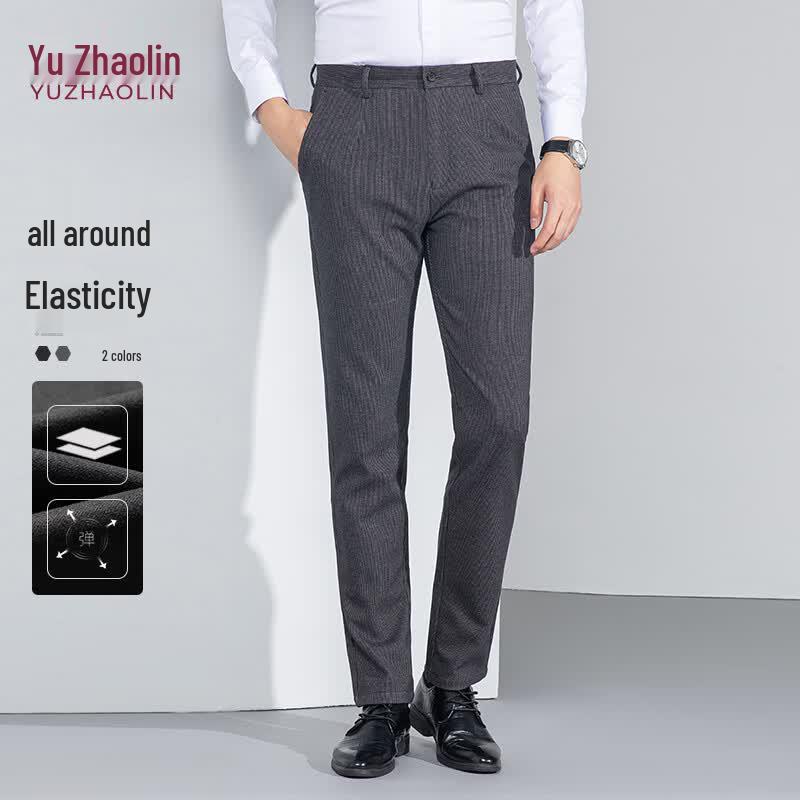 YUZHAOLIN Men s Slim-Fit Cropped Casual Trousers 36 серый