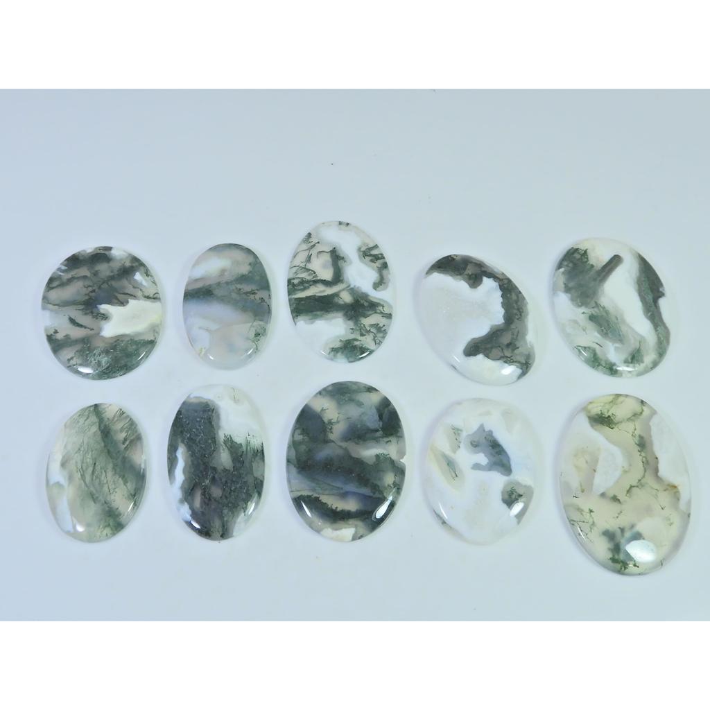263Cts. Natural Moss Agate Opal Oval Cabachon Loose Gemstone 10 Pcs Lot C-2648