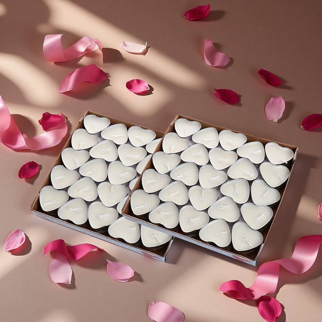 100pcs Heart-shaped candles for weddings, proposals, table decorations, birthday gifts, romantic atmosphere creation, holiday decorations, home