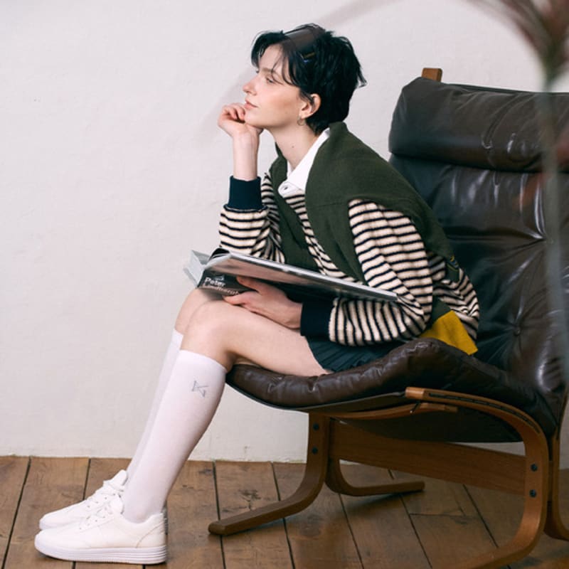 BERMUDAGRASS Basic Compression Knee Socks - WHITE