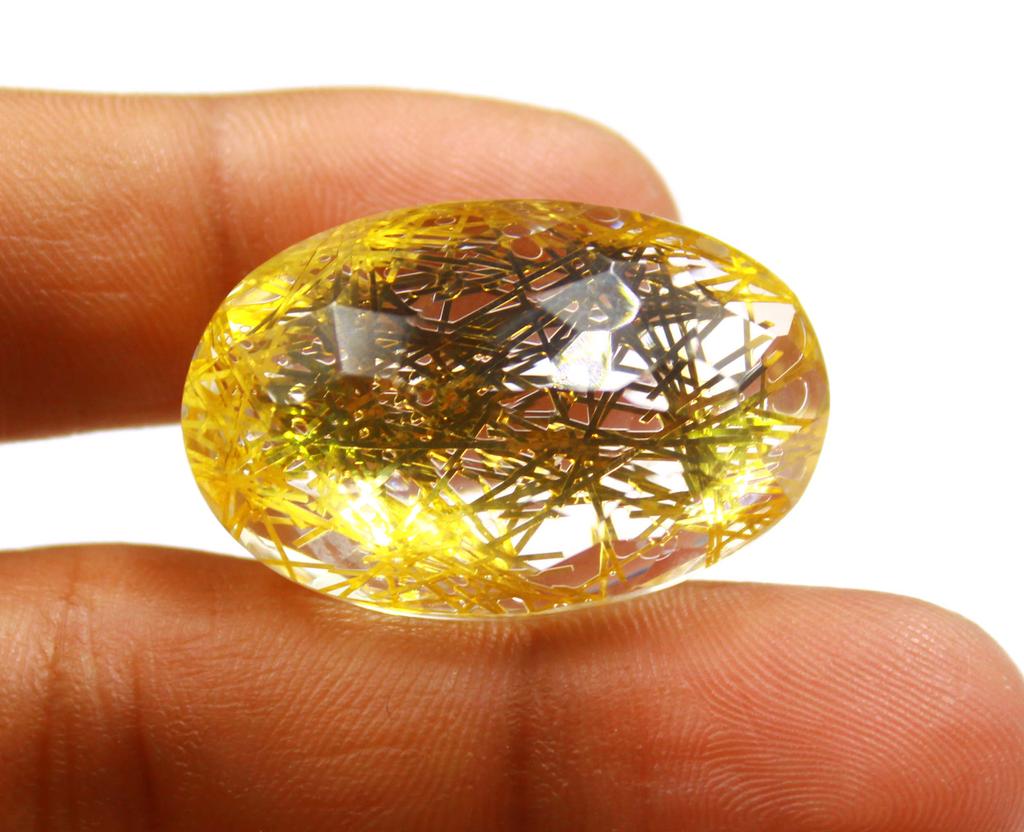 66.55 Carat Oval Shape Yellow Quartz Lab Created Certified Brazil Gemstone SN624