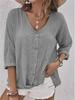 2023 Autumn & Winter Women's V-Neck Button Cotton-Linen Cardigan Shirt