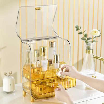 Caixa de armazenamento de cosméticos de luxo penteadeira gaveta de mesa caixa de batom produtos de cuidados com a pele rack de armazenamento acrílico
