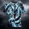 Men's Lightning Dragon Graphic T Shirt Retro 3D Print Short Sleeve Crew Neck T-shirt Fashion Men/Women Outdoor Daily Sports Tops