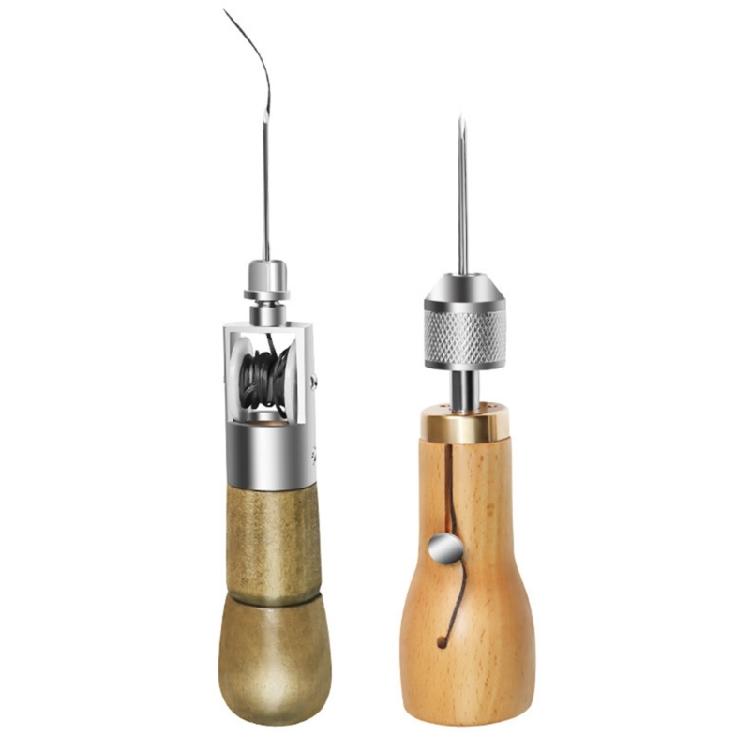 Leathercraft Repair Tool Set Including Sewing Repair Awl, Straight Needle, Small Screwdriver, Thread, Bobbin
