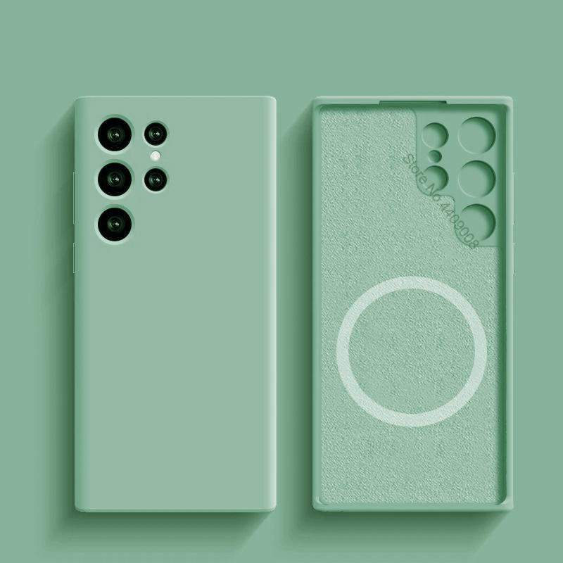 Custodia in Silicone Liquido Per Magsafe Per Samsung Galaxy S24 S22 S21 S23 S25 Ultra Plus Fe Ricarica Wireless Magnetica Cover Antiurto