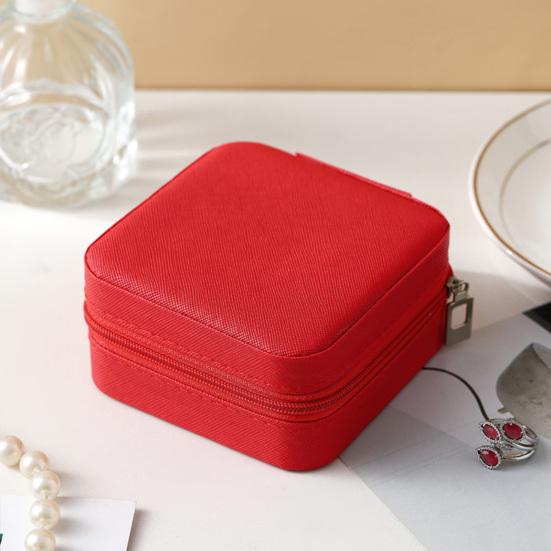 Mini Jewelry Storage Box, PU Leather Compact Jewelry Organizer, Soft Velvet Shockproof Jewelry Case for Rings Earrings