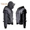 Men Halloween Hoodie with Hood Knight Drawstring Patch Pocket Ruched Elastic Cuff Long Sleeves Warrior Medieval Costume
