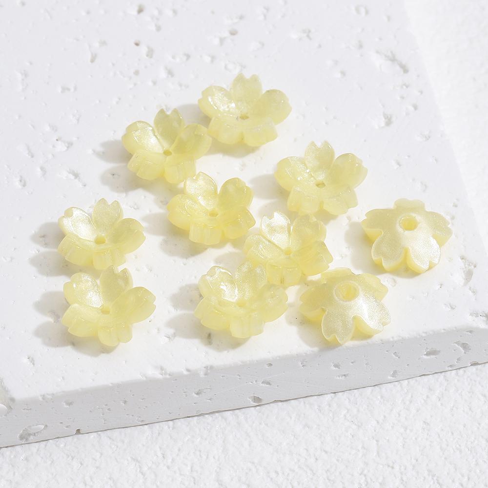 10/20/50pcs Resin Flower Beads Caps Cherry Blossoms Petal Charms Pendants Loose Spacer Bead for Earrings Hair Jewelry Making DIY