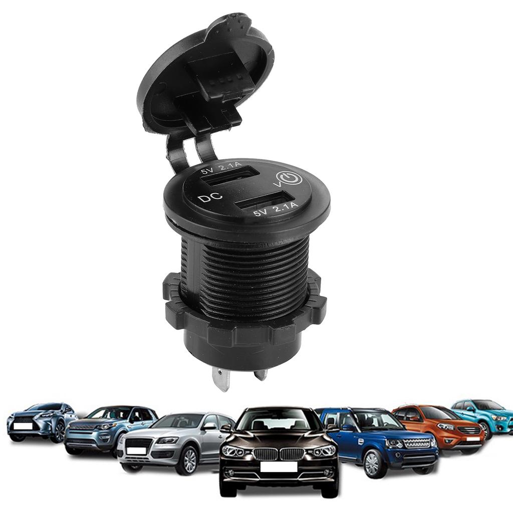 Dual USB Car Charger Lighter Socket Car Modification with Voltmeter 1224V 2.1A+2.1A(Blue Indicator )