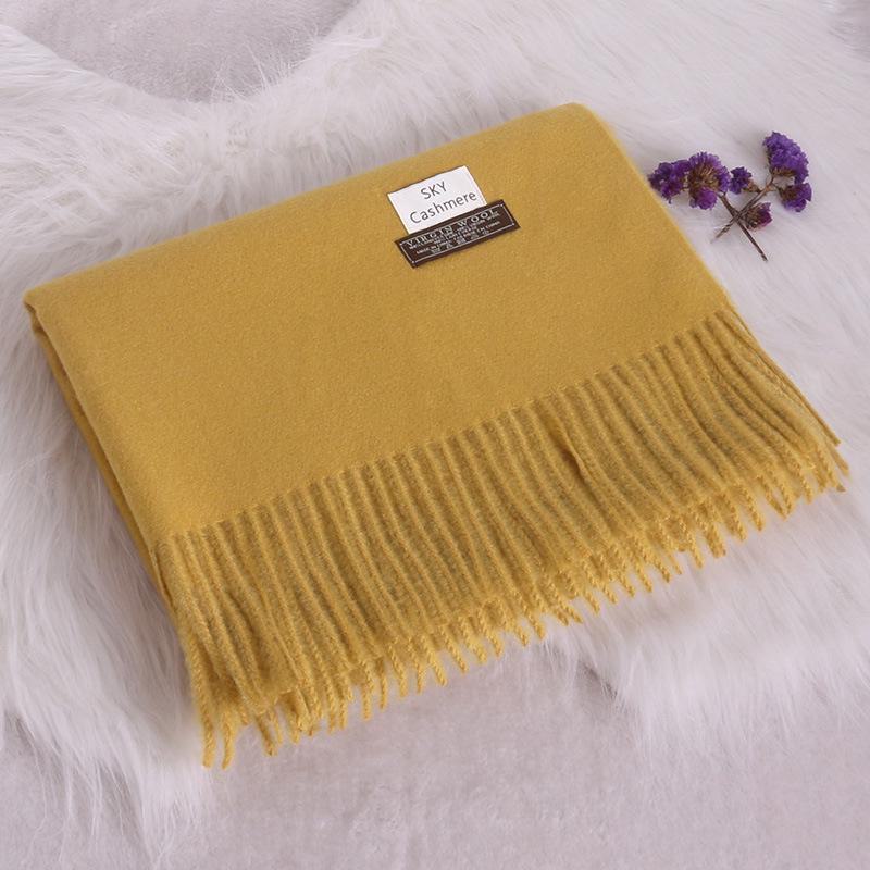 Women's Winter Solid Color Tassel Scarf - Thick Warm Korean Style Monochrome Imitation Cashmere Shawl