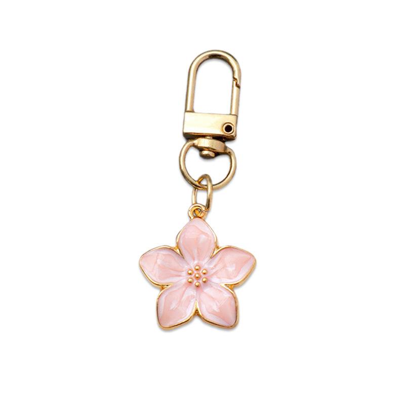 Cute Colourful Pearlescent Five-petalled Cherry Blossom Keyring Bag Charm