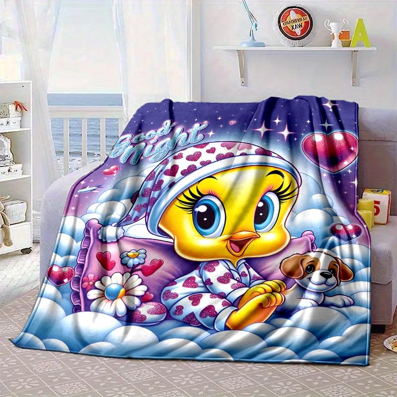 Yellow Bird Nightly Dreams Greeting Blanket Flannel Blanket for Bed, Sofa, Camping, Hiking, Picnic Essentials, Gift for Family Fan Gifts