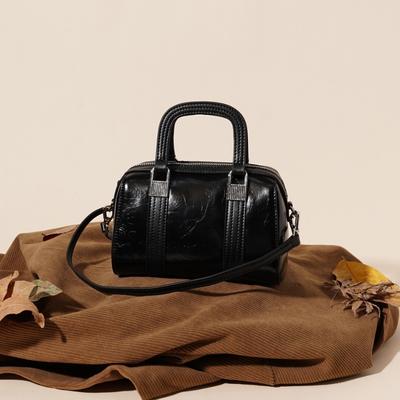 Boston Bag, Single-shoulder Crossbody Bag, Women's Bag, Simple Genuine Leather Handbag
