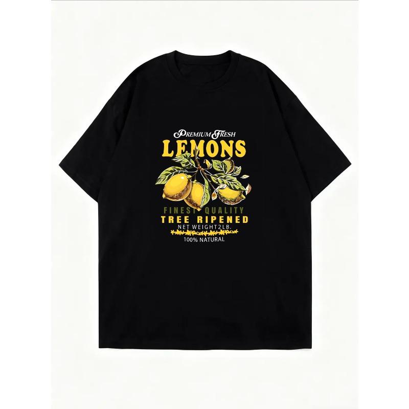 Lemon Tree Ripened Graphic T Shirt White Lemon Fruit And Leaves Print With Finest Quality Text Summer Casual Wear For Women