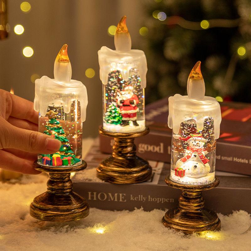 New Christmas Decorations Candle Lights Snowflake Cartoon Christmas Crystal Ball Lights Creative Christmas Ornament Lights