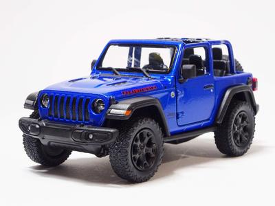 Kinsmart Jeep Wrangler Rubicon Blaues Miniauto mit offenem Verdeck KT5412A 1/34