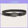 Rivet Decor Leather Punk Belt With Alloy Buckle And Eagle Pattern For Casual