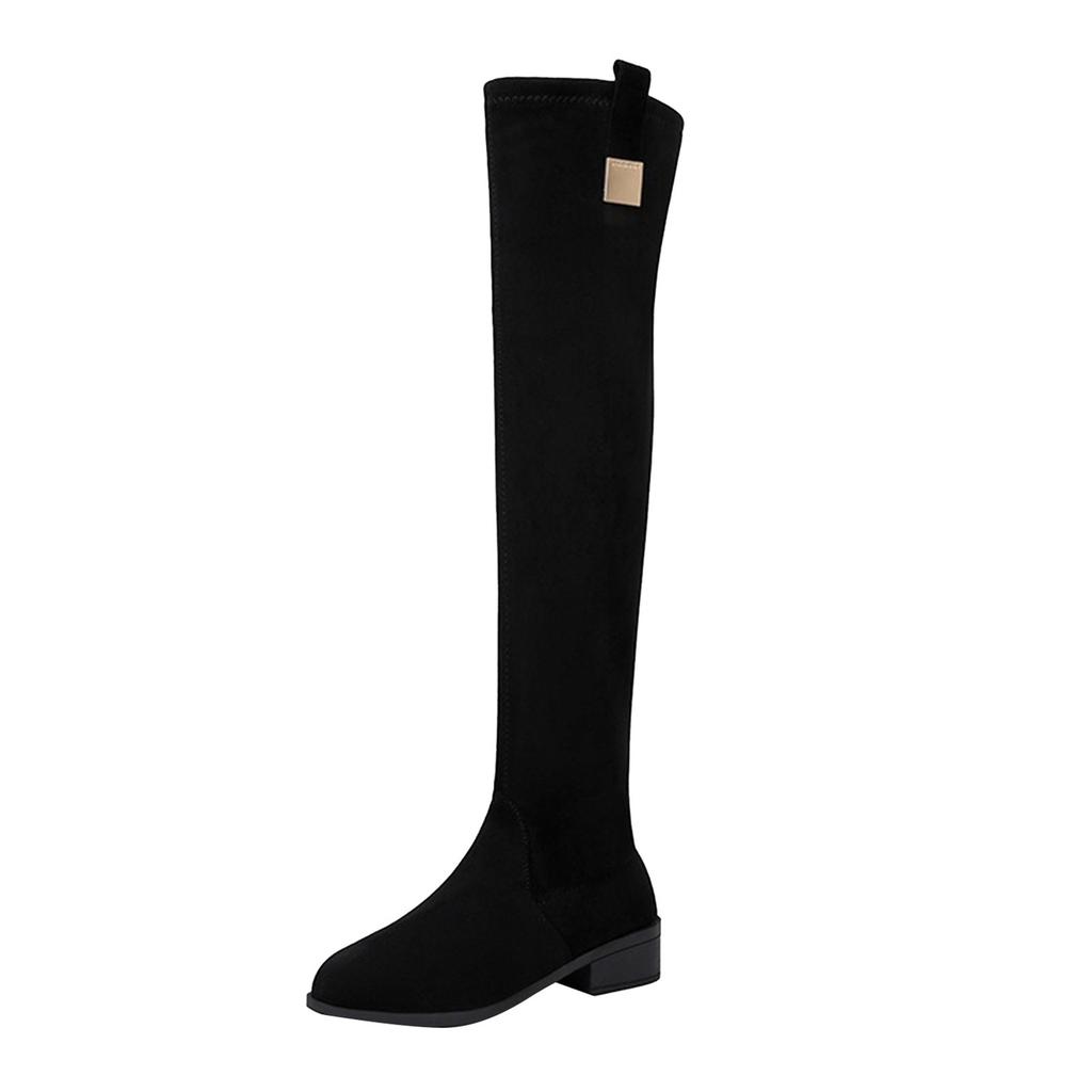 Thigh High Leather Boots For Women Flat Long Boots Women'S Knee High Boots Autumn And Winter Heels Long Tube Zapatos Para Mujer