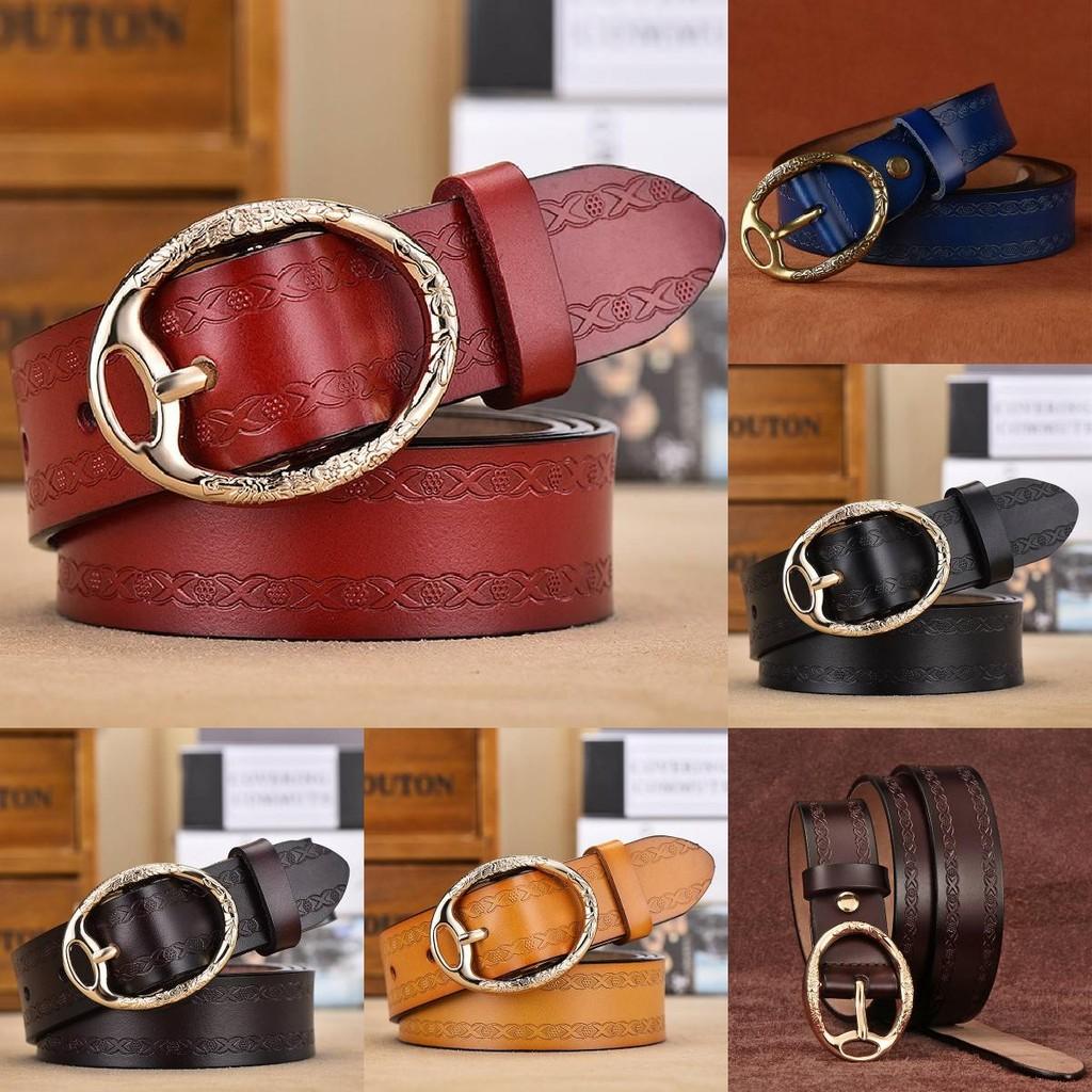 Leather Genuine Womens Belt Antique Alloy Buckle Style Dresses Pants Decoration