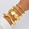 Goldfarbene Perlen-Manschettenarmbänder Metall Damen-Handarmband für 4 Stück/Set Geschenk