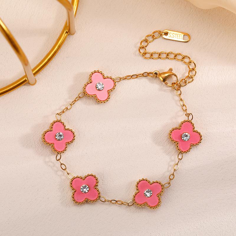 

Новый браслет с четырьмя листами клевера, женские ювелирные аксессуары, легкие роскошные ювелирные изделия для новичков