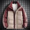 Three Bars Contrasting Color Cotton-padded Clothes for Men and Women, Winter New Thickened Warm Stand-up Collar Windproof Down Cotton Jacket