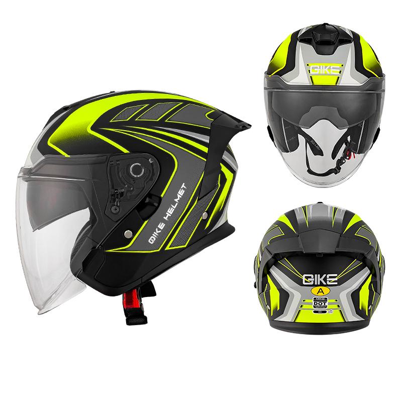 DOT Certified Motorcycle Helmet with Inner Mirror Couple Dual Lens Biker Safety Cap Three-Quarter Helmet