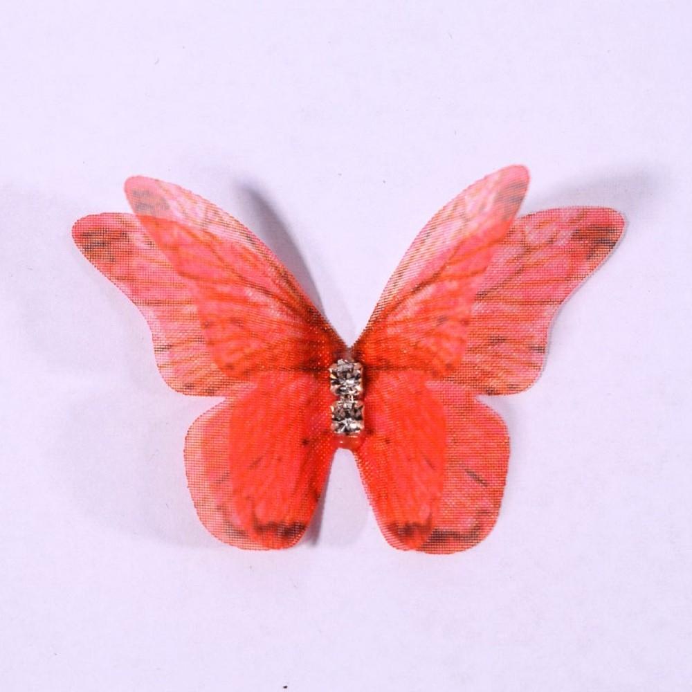 50Pcs Double-layer Chiffon Butterfly Embroidered Patches  Bridal Hair Accessories