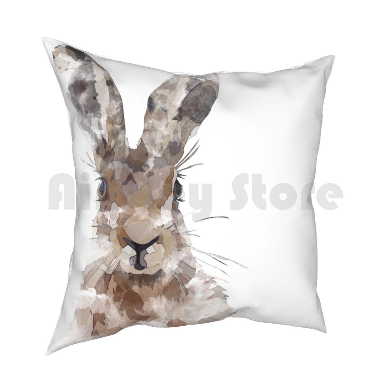 Watercolour Hare Pillow Case Printed Home Soft Throw Pillow Hare British Wildlife March Hare Brown Woodland 30x30cm 12x12in